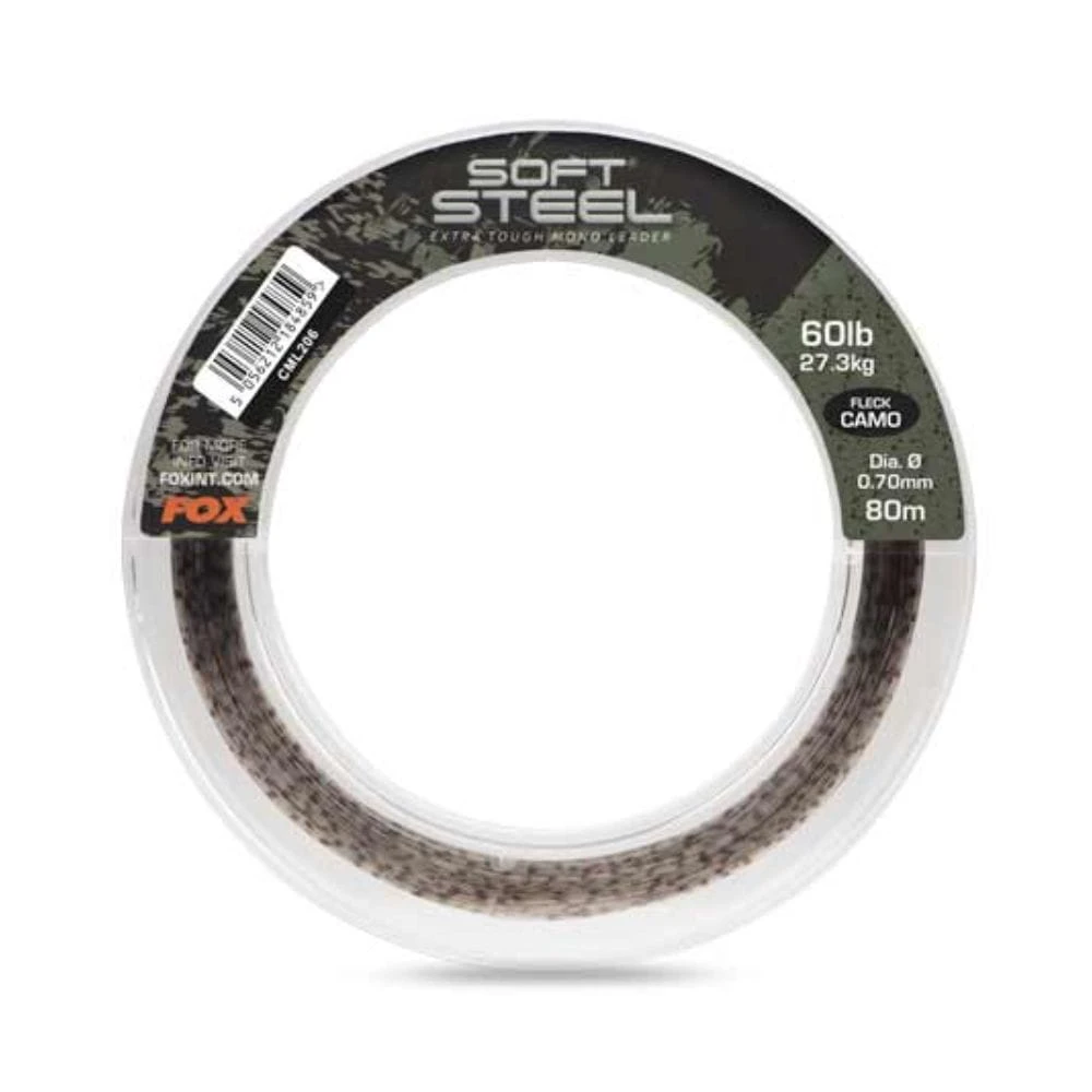 Fox Soft Steel Fleck Camo Leader 60 Lb 80m 1 Fox Soft Steel Fleck Camo Leader 60 Lb 80m