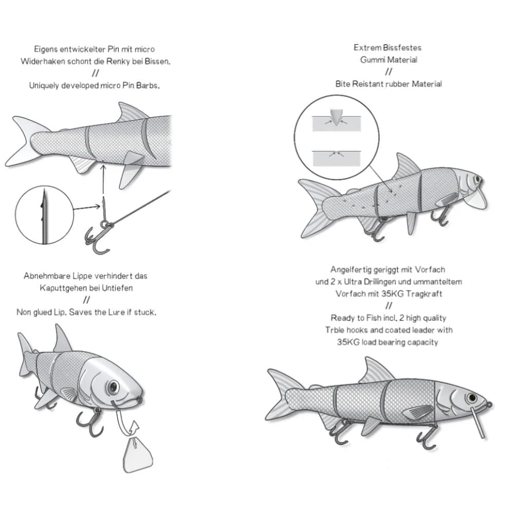 RenkyOne 25cm (10") 180 G Slow Sinking White Fish 1 Stück 5 RenkyOne 25cm (10") 180 G Slow Sinking White Fish 1 Stück – Bild 5