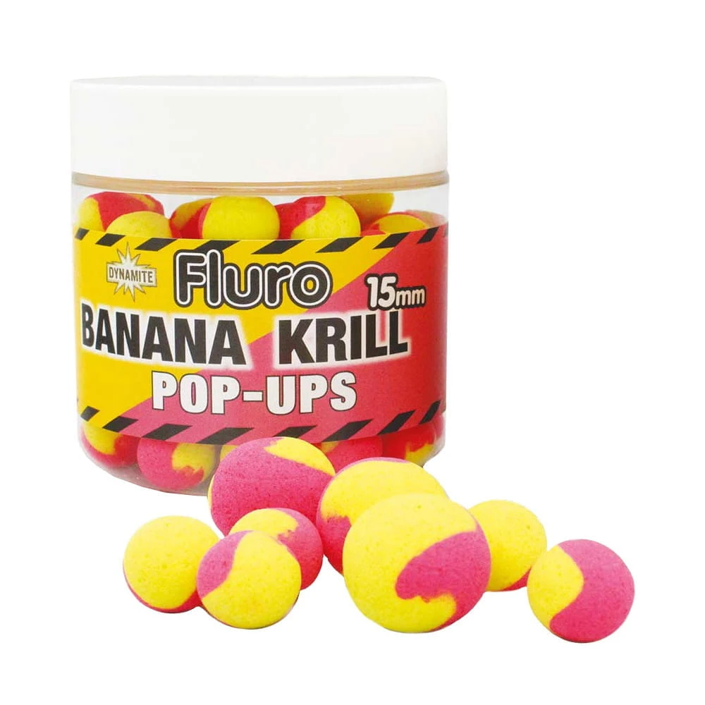 Dynamite Baits Two Tone Pop Ups Banana & Krill 15mm 1 Dose 1 Dynamite Baits Two Tone Pop Ups Banana & Krill 15mm 1 Dose