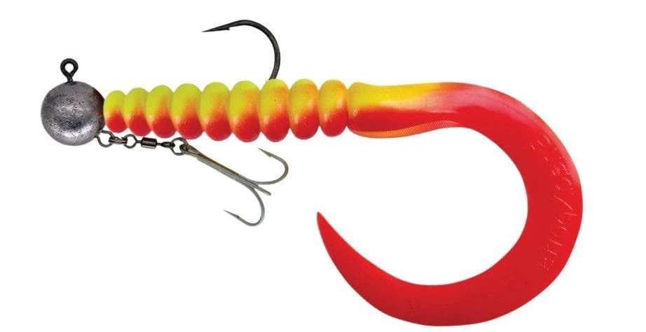 Relax XXL Grub 27 Cm (11") Fluogelb Rot 1 Stück Montiert HMEG 16/0 240g, Mit Beihänger 1 Relax XXL Grub 27 Cm (11") Fluogelb Rot 1 Stück Montiert HMEG 16/0 240g, Mit Beihänger